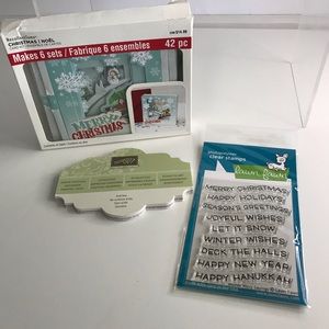 BRAND NEW - A Lot of (1) Christmas Card Kit (1) Printed Tags & Clear Stamps